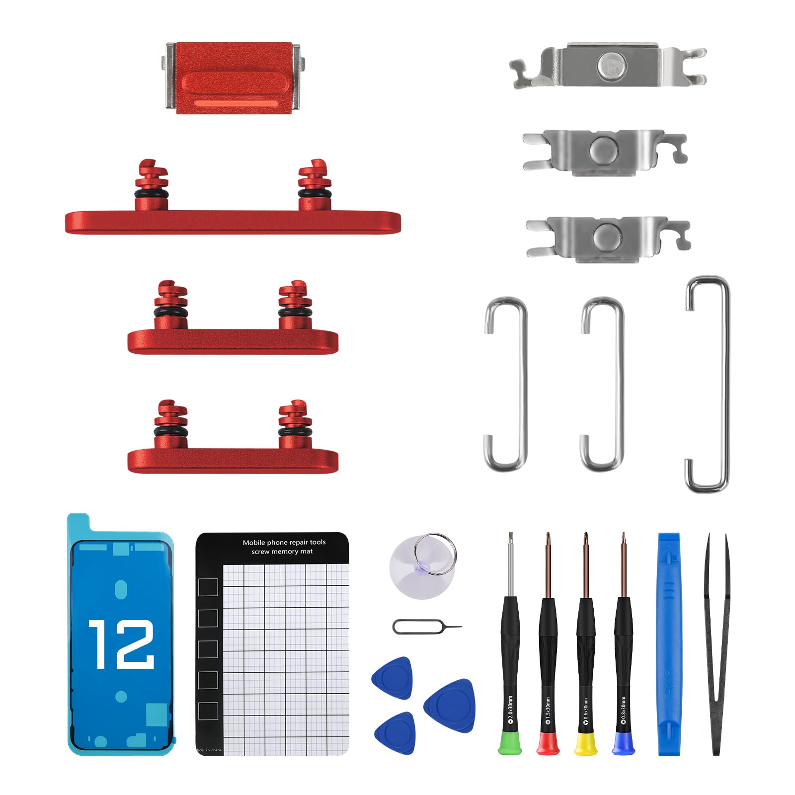 Amazon | iPhone 12用 レッド ミュートトグルボタン 電源ボタン